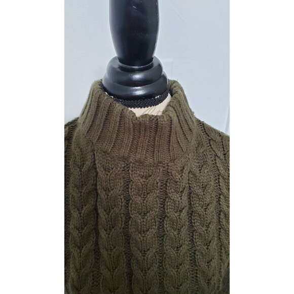 WINDSOR L Olive Green Chunky Knit Turtle Neck Open Back Bow Concert Going Out - Picture 3 of 5